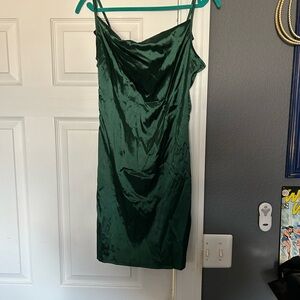 SHEIN Dark Green Satin Mini Dress